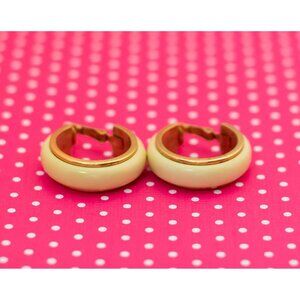 Vintage Beige Halo Hoop Earrings by Avon - P18